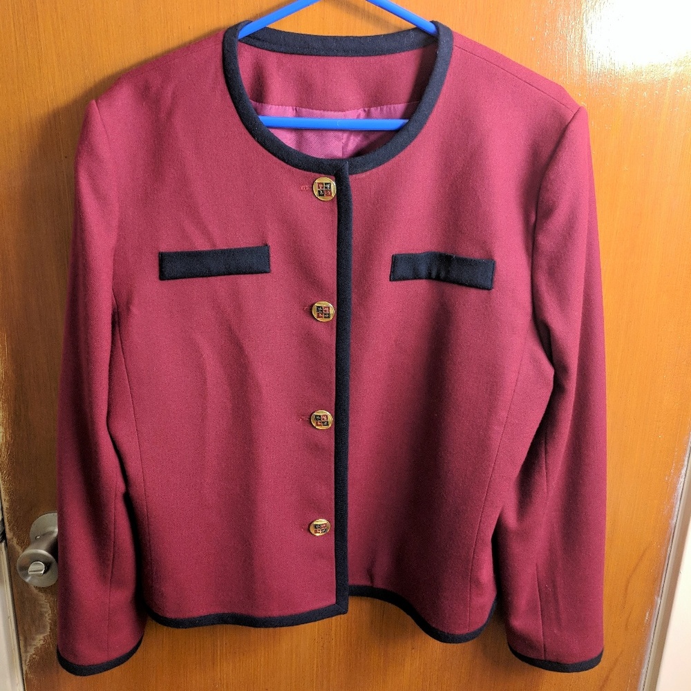 Talbots Petites Blazer - 14P - 100% Wool - Red